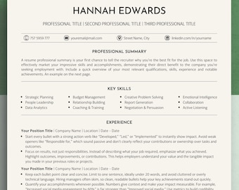 Canva Resume Template: Modern CV, Cover Letter, ATS Friendly (Digital Download)