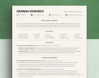 ATS Resume Template: Modern Single-Column CV + Cover Letter (Digital Download)