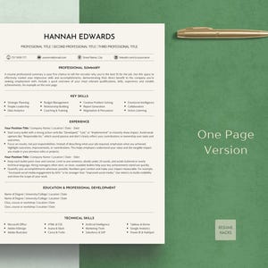 Puede incluir: Una plantilla de curr&iacute;culum de una p&aacute;gina con un dise&ntilde;o profesional. La plantilla incluye secciones para el resumen profesional, las habilidades clave, la experiencia, la educaci&oacute;n y el desarrollo profesional, y las habilidades t&eacute;cnicas. La plantilla est&aacute; dise&ntilde;ada para ayudar a los buscadores de empleo a crear un curr&iacute;culum visualmente atractivo e informativo.