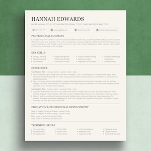 Plantilla de CV compatible con ATS: CV y carta de presentación modernos (editable en Canva, descarga digital)