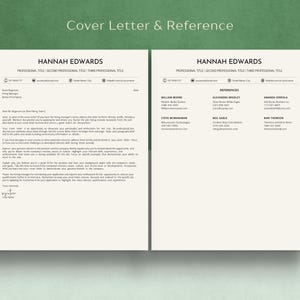 Puede incluir: Una p&aacute;gina de carta de presentaci&oacute;n y referencia en blanco y negro con el nombre Hannah Edwards en la parte superior de cada p&aacute;gina. La carta de presentaci&oacute;n es una plantilla gen&eacute;rica con espacio para una firma. La p&aacute;gina de referencia enumera varios nombres e informaci&oacute;n de contacto.