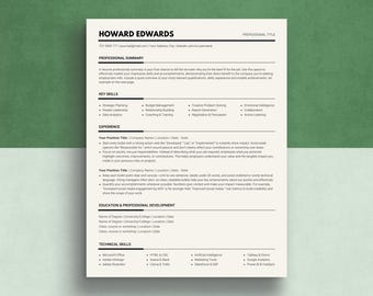 Plantilla de CV minimalista de una sola columna para solicitudes de empleo, plantilla de carta de presentación, currículum vítae moderno y compatible con ATS, Canva simple