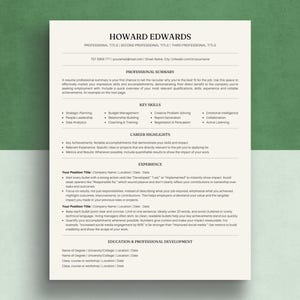 Curriculum Vitae Single-Column Resume Template for Job Applications CV Cover Letter Template Modern ATS Compatible Simple Minimal Fancy