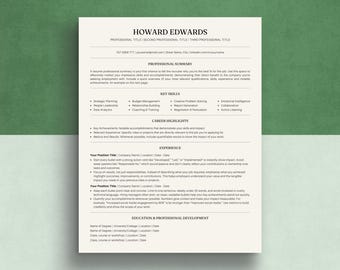 Curriculum Vitae Single-Column Resume Template for Job Applications CV Cover Letter Template Modern ATS Compatible Simple Minimal Fancy