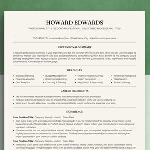 Curriculum Vitae Single-Column Resume Template for Job Applications CV Cover Letter Template Modern ATS Compatible Simple Minimal Fancy