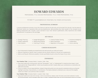 Curriculum Vitae Single-Column Resume Template for Job Applications CV Cover Letter Template Modern ATS Compatible Simple Minimal Fancy