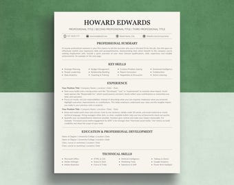 Single-Column Resume Format CV Cover Letter Creative ATS Compatible Template Curriculum Vitae for Job Applications