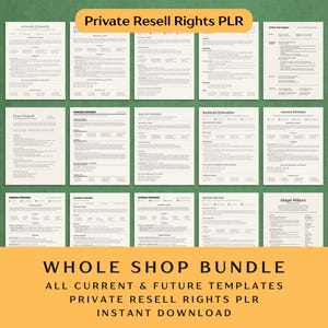 Whole Shop Resume Bundle PLR Private Resell Rights Canva Single-Column ATS Friendly CV Cover Letter Curriculum Vitae Template Pack