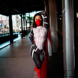 Birthday Gift For Her Halloween Cosplay Jumpsuit Outfit Spider Hero Costume for Kids & Adults – Girl Web Suit Gwen-Inspired Cosplay For Her