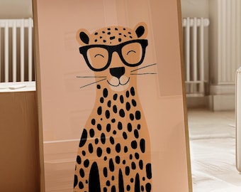 Stampa leopardata arancione / Arte del ghepardo alla moda, arredamento per la cameretta dei bambini