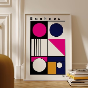 Colourful Bauhaus Poster, Art Print, Wall Art, Mid Century Modern, Minimalist Wall Art, Living Room Decor Bauhaus Print,  Framed Wall Art