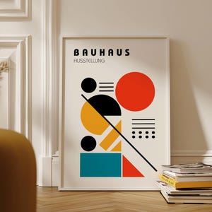 Yellow Bauhaus Art Print: Mid-Century Modern Framed Wall Decor
