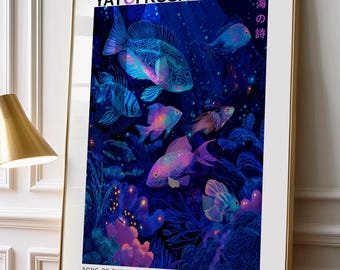 Yayoi Kusama Inspired Fish Art Print | Bold Japanese Poster