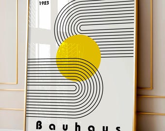 Yellow Bauhaus Exhibition Print: Mid-Century Modern Framed Wall Art