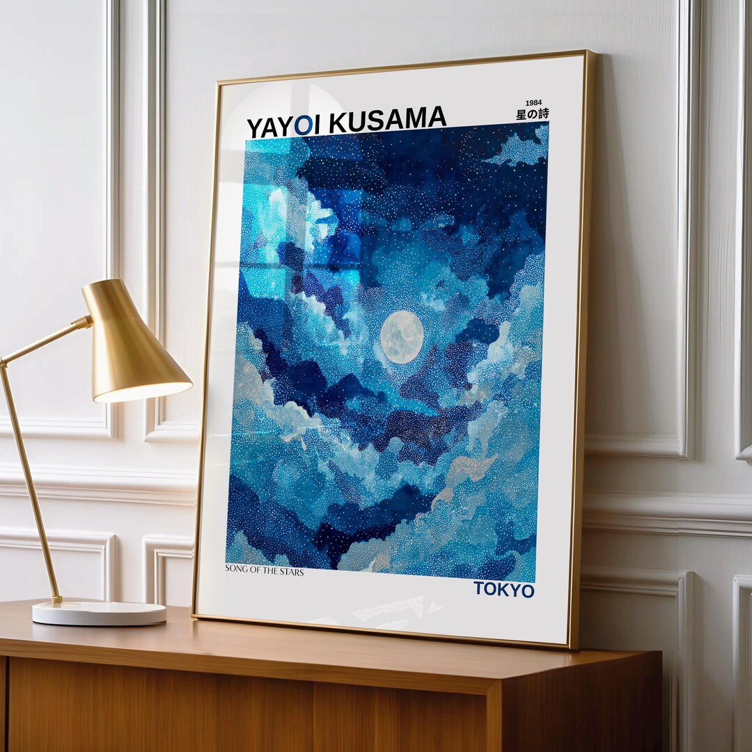 Yayoi Kusama Inspired Starry Night Print: Japanese Celestial Wall Art ...