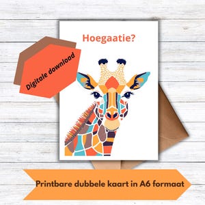 Vrolijke kaart giraffe kleurrijk hoe gaat het