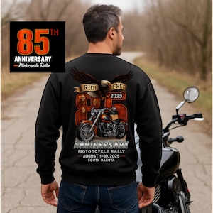 Sturgis 85th Anniversary Crewneck Ride Free Eagle & Motorcycle Rally Sweatshirt 2025 South Dakota Biker Gift Unisex Sturgis Rally shirt