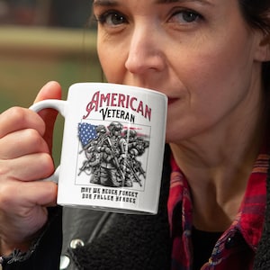 American Veteran Gift Mug for Dad Brother Grandpa Sister Patriotic Coffee Cup for Military Family Veterans Day Gift Idea 11 oz and 15 oz Mug