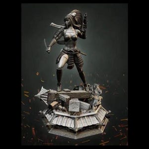 3d printing files,stl for print,3d samurai girl,3d warrior model,3d printer files,3d samurai warrior,3d fantastic figure,3d fantasy girl,stl