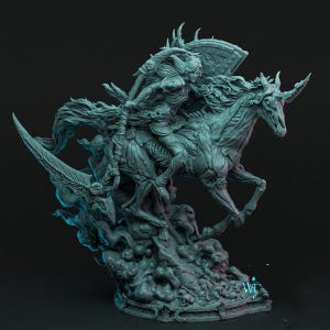 3D-afdrukbestanden, stl-model, 3d krijgermeisje, 3d paard figuur, 3d death horse, 3d-printerbestanden, digitale print, stl-bestanden, 3d-print stl, 3d stl-bestand