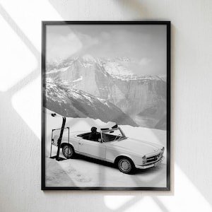 Impressão de foto de esqui vintage, retrô, luxuosa e moderna, arte de parede, pôster de esqui, decoração de parede de casa, decoração de casa de esqui, decoração de parede de inverno, pôster de inverno