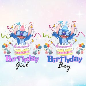 Stitch birthday Png, Birthday Boy Png, Birthday Girl Png, Birthday png, Cartoon cute