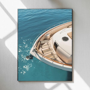 Luxusyacht Poster, alte Geldyacht, alte Geldästhetik, Luxusmode, Yacht Club Druck, ästhetisches Luxusboot, Vintage Modemagazin