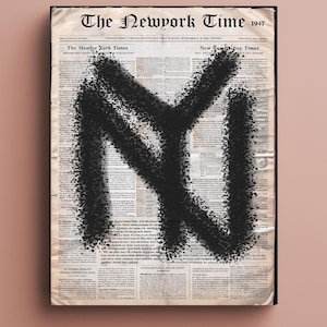 NY Newspaper Poster, New York City Wall Art, NYC Print Poster, Apartment Art Dorm Room Decor, Minimalist Printable Trendy Art