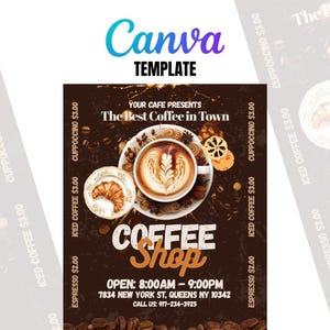 Flyer de cardápio de cafeteria, Flyer de ofertas especiais, Flyer editável para cafeteria, Flyer para download instantâneo, Promoção de cafeteria