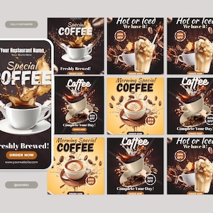 Instagram de café, kit de branding para café e restaurante, postagens de blogueiros de café, presença de cardápio nas mídias sociais, postagem de cardápio de café no Instagram