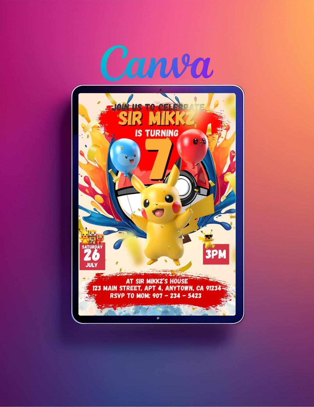 Pokemon Birthday Flyer, Specials Flyer, Editable Flyer for Birthday ...