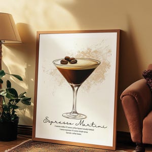 Espresso Martini Rezept Poster - Espresso Martini Print, Cocktail Wandkunst, Kaffee Martini Print Dekor, Martini Poster Wandkunst