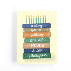 Book Lover Birthday Card, Funny Bibliophile Greeting Card, Birthday Card for Librarian