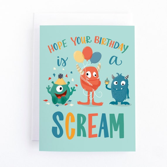 Monster Nephew Birthday Card, Funny Baby First Birthday Card for Boy, Cute Lil Monster Children's Greeting Cards Il_570xn