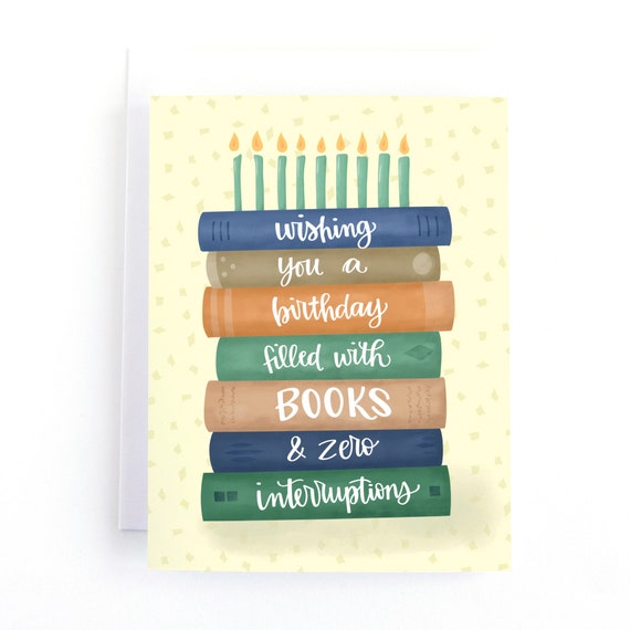 Book Lover Birthday Card, Funny Bibliophile Greeting Card, Birthday Card for Librarian Il_570xn