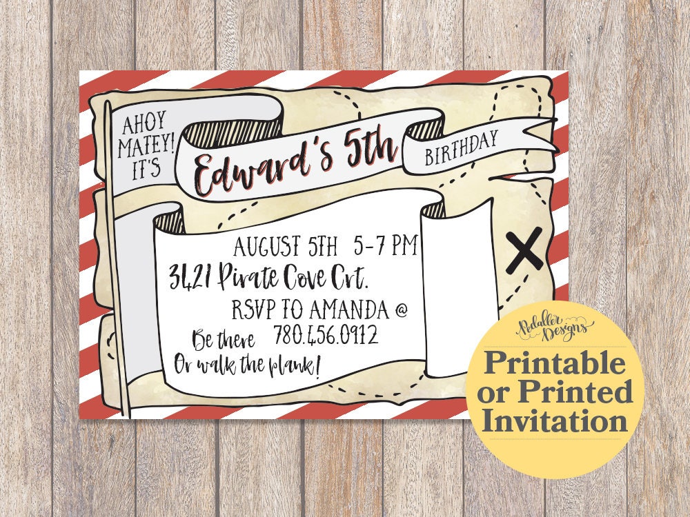 Pirate Birthday Invitation Pirate Party Printable | Etsy
