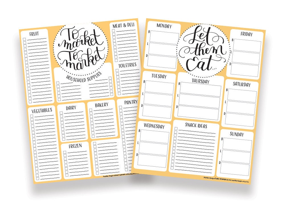 Free grocery list meal planner printables - leisurekoti