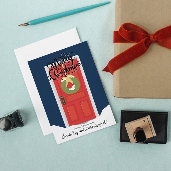 New Home Merry Christmas Card, Moving Announcement Postcard, Corporate Holiday Christmas Card Il_570xn