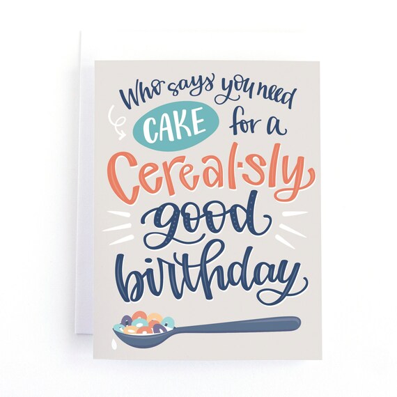 Cold Cereal Birthday Card for Best Friend, Foodie Greeting Card, Breakfast Lover Birthday Card Il_570xn
