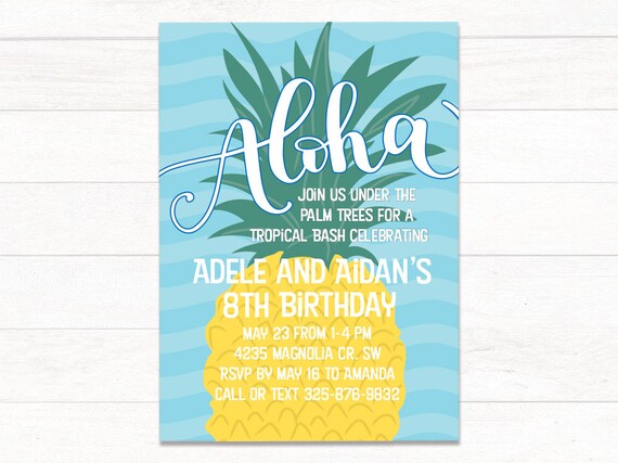 printable luau birthday invitations pineapple luau birthday