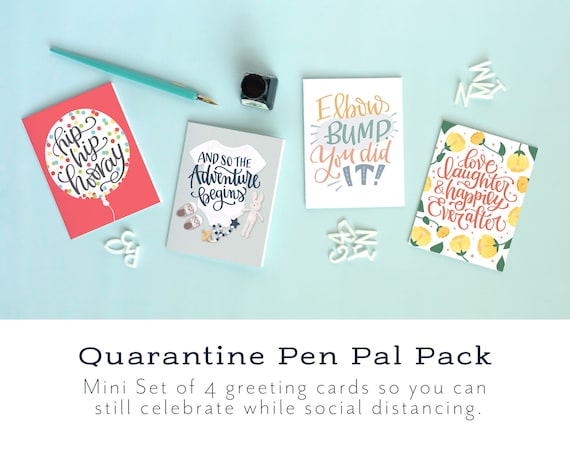 Social Distancing Birthday Card Set, Quarantine New Baby Card Pack, Self Isolation Graduation Cards, Pandemic Engagement Card Bundle Il_570xn