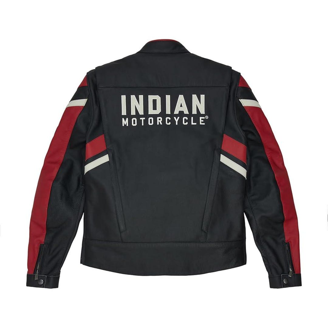 Indian Motorcycle スタジャン　本革　size40 New Men's Indian Motorcycle Ravine Biker Leather Black & Red