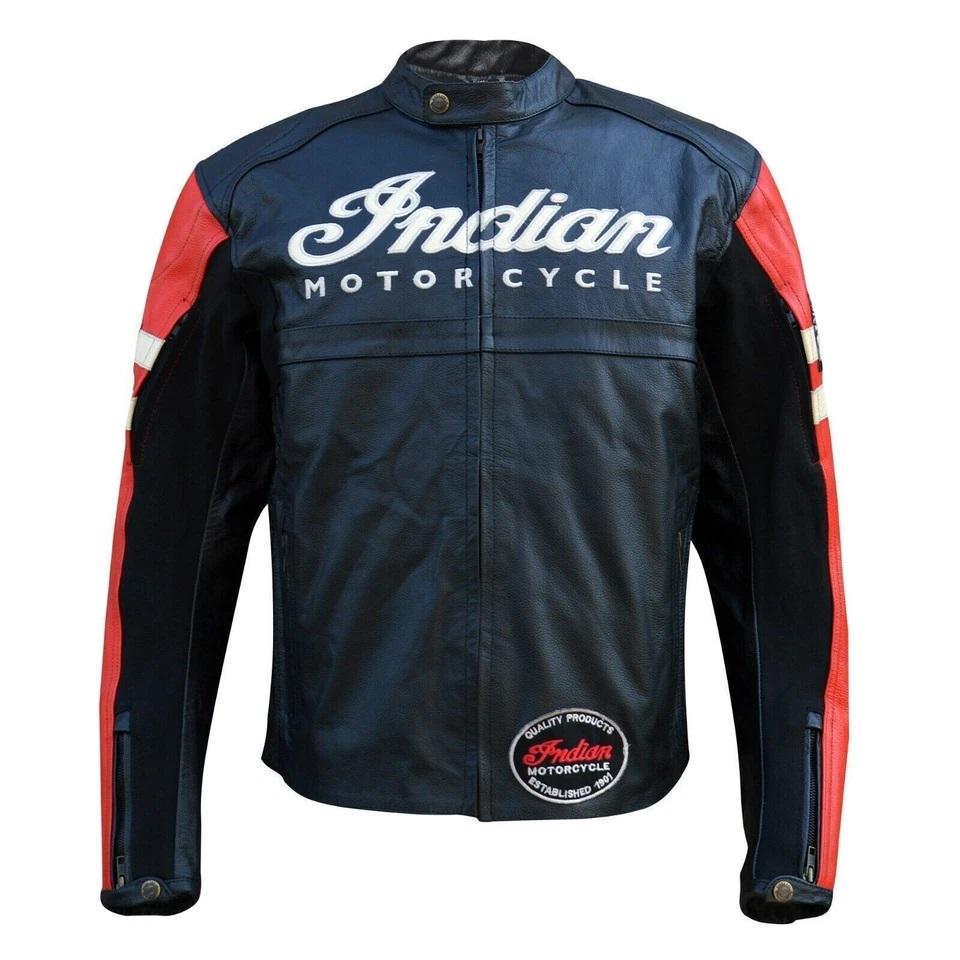 New Men's Indian Motorcycle Style Genuine Leather Jacket