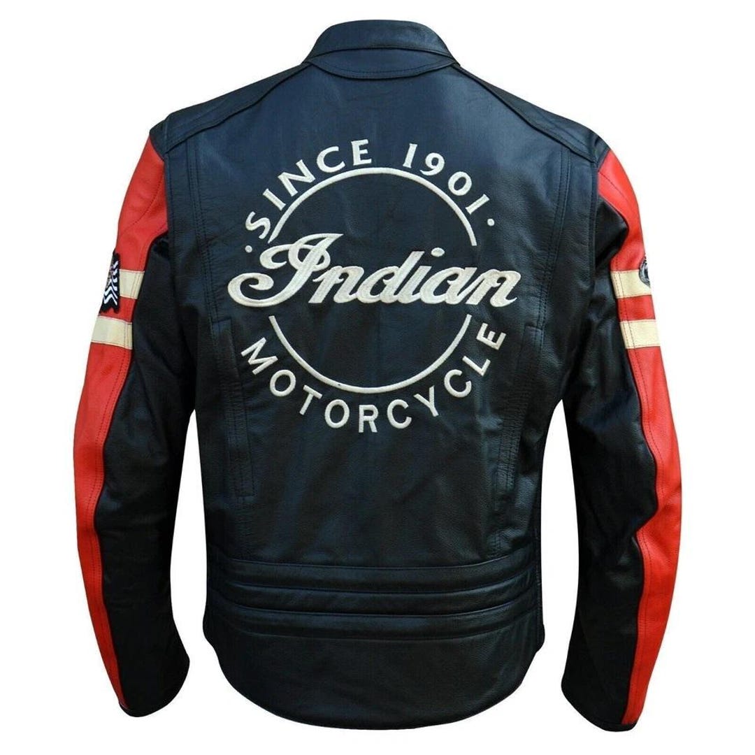 New Men's Indian Motorcycle Style Genuine Leather Jacket