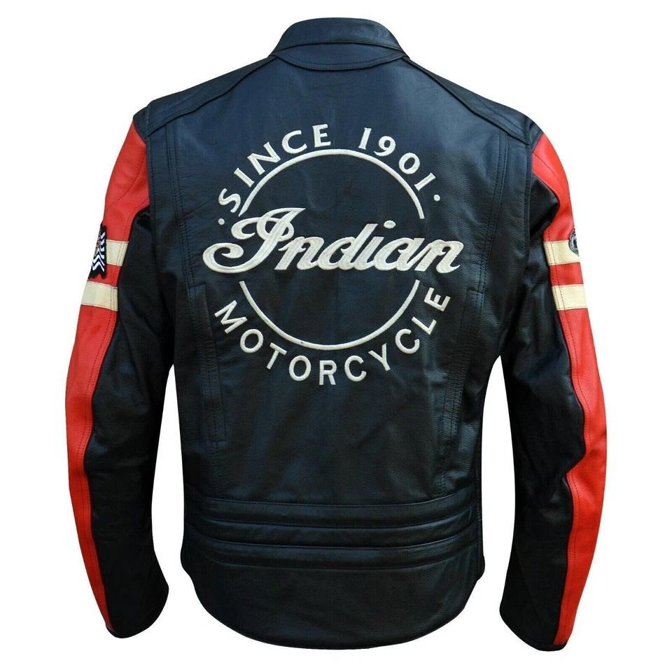 New Men's Indian Motorcycle Style Genuine Leather Jacket