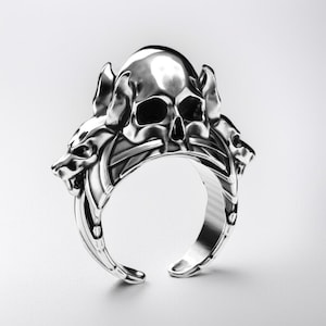 Skull Wolf Ring: Gothic Biker Stainless Steel Statement Jewelry
