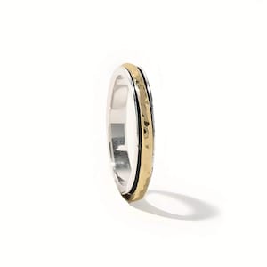 Slim Spinner Ring 925 Sterling Silver Plated, Hammered Meditation Band, Custom Gold Silver Rose Gold