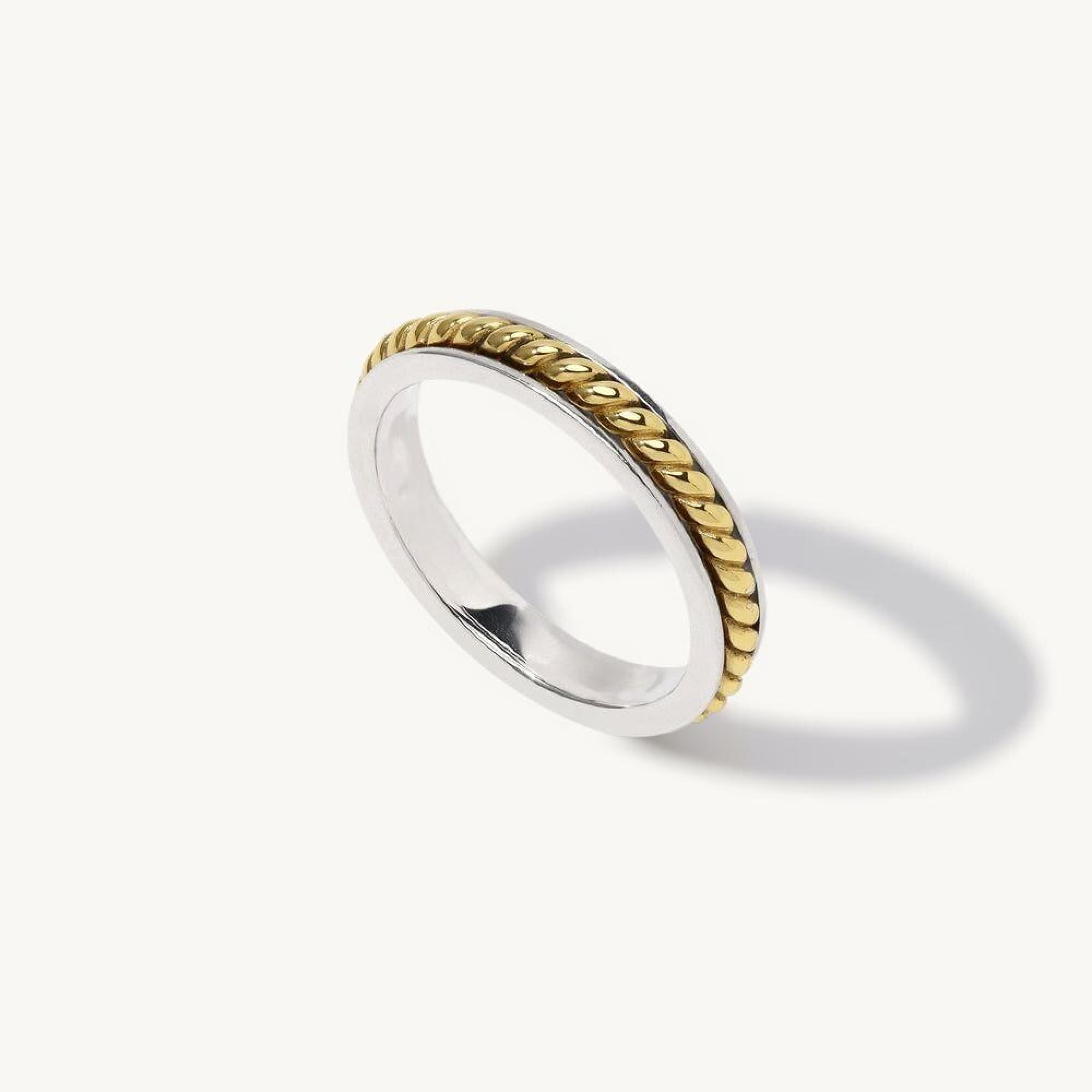 Facettierter Herren Damen Spinner Ring Ketten Style Center Edelstahl Silber