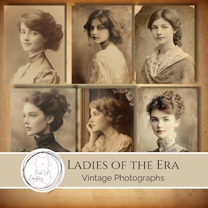 Victorian Lady Portrait Ephemera, Vintage, Sepia Photographs, Pink Cat Creations, Digital Download