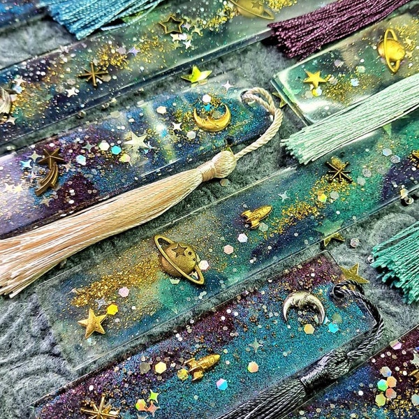 Galaxy bookmarks | Outer Space Inspired Resin Bookmarks